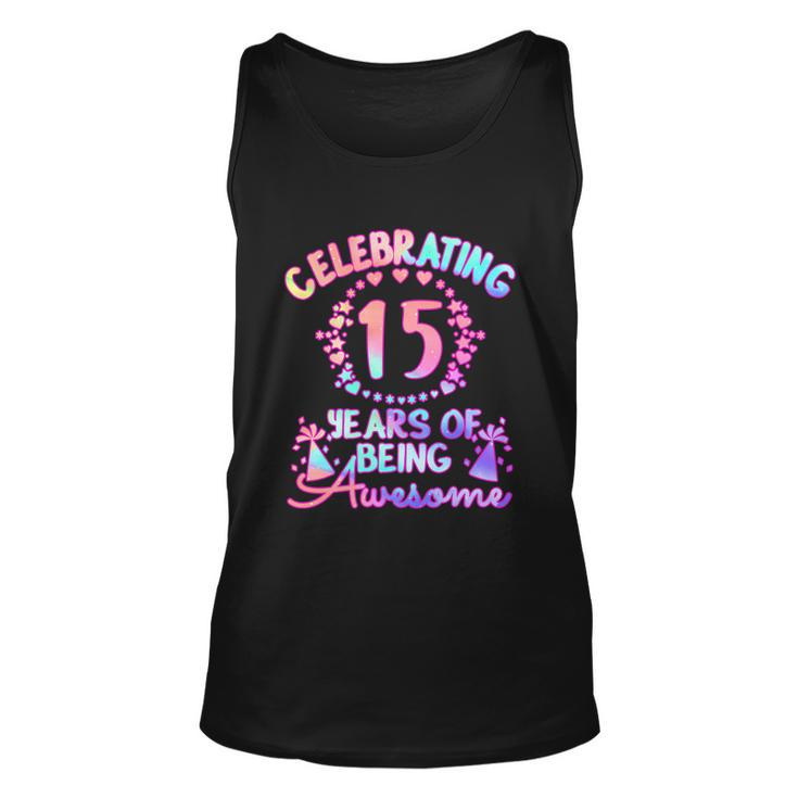15 Years Of Being Awesome 15 Year Old Birthday Girl Graphic Design Printed Casual Daily Basic Unisex Tank Top