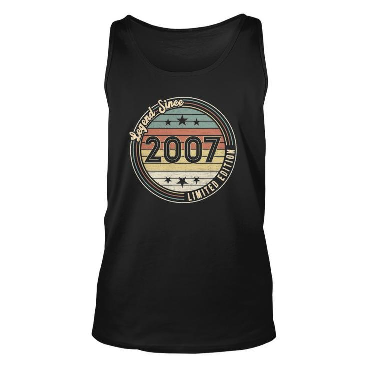 15 Years Old Birthday Gifts Legend 2007 Limited Edition Unisex Tank Top