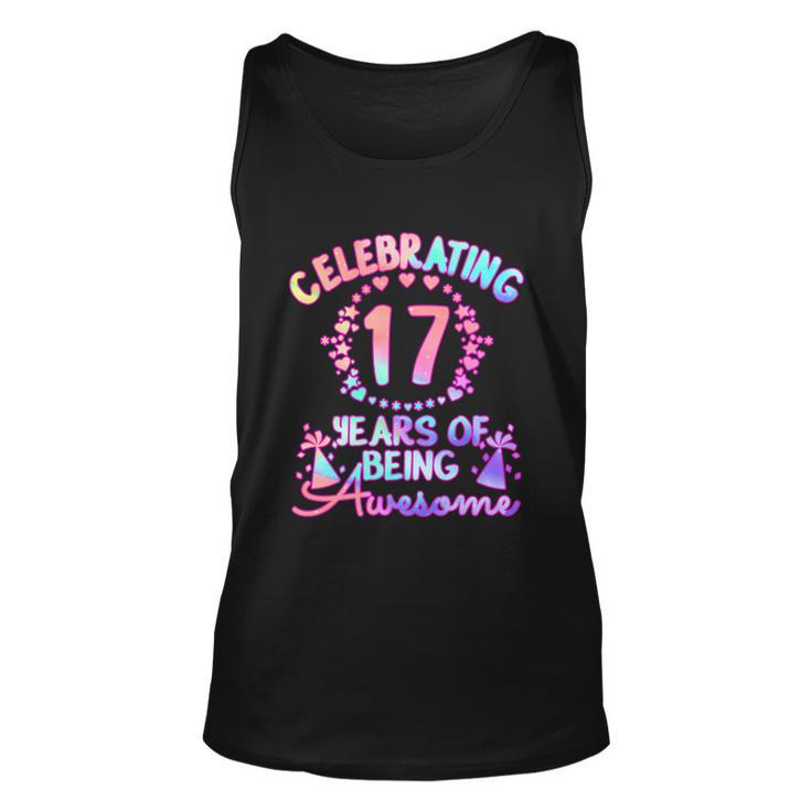 17 Years Of Being Awesome 17 Year Old Birthday Girl Graphic Design Printed Casual Daily Basic Unisex Tank Top