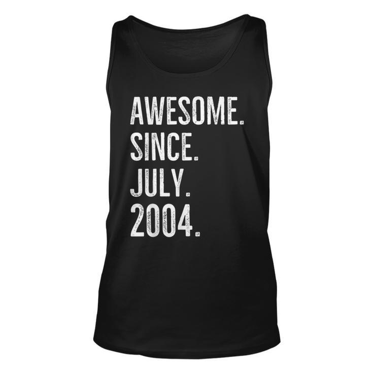 18 Years Old Funny Awesome Since July 2004 18Th Birthday  Men Women Tank Top Graphic Print Unisex