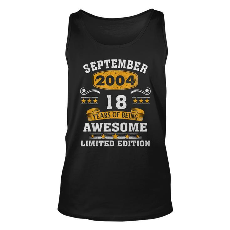 18 Years Old Legend Since September 2004 18Th Birthday Gifts Men Women Tank Top Graphic Print Unisex