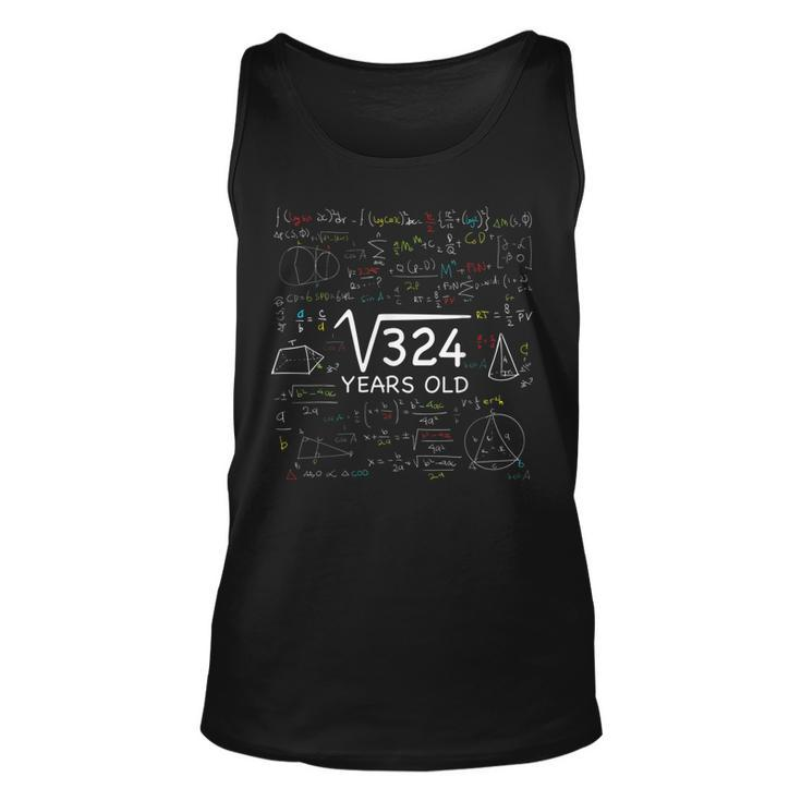 18Th Math Birthday 18 Year Old Gift Square Root Of 324 Bday  Unisex Tank Top - Thegiftio
