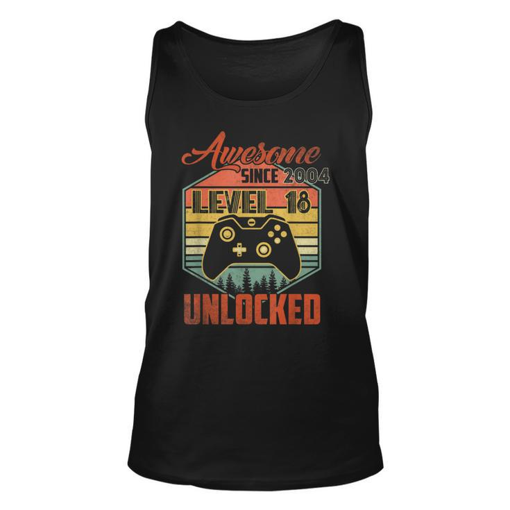 18Th Year Old Birthday Gift Awesome Since 2004 Video Gamer  Unisex Tank Top