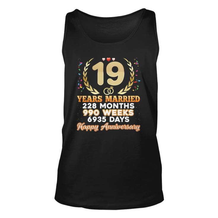 19 Years Married Happy 19Th Wedding Anniversary Couple Ring Unisex Tank Top