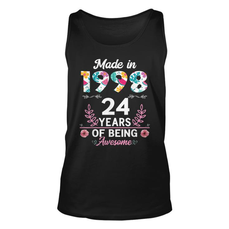 24 Years Old Gifts 24Th Birthday Born In 1998 Women Girls  V2 Unisex Tank Top