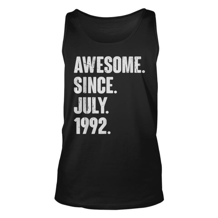 30 Year Old Gift 30Th Birthday Awesome Since July 1992   Unisex Tank Top