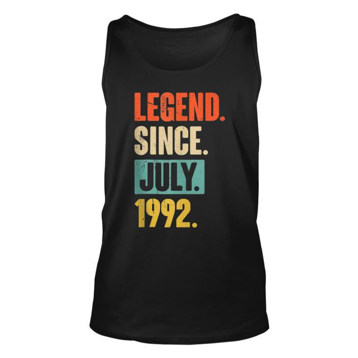 30 Years Old Gifts Legend Since July 1992 30Th Birthday  Unisex Tank Top