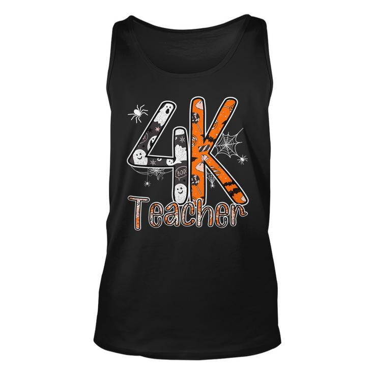 4K Teacher Halloween Trick Or Treat Happy Spooky Season  Unisex Tank Top