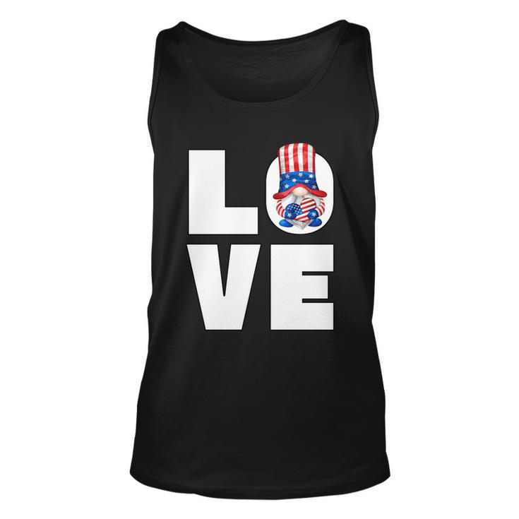 4Th Of July Gnome For Women Patriotic American Flag Heart Gift Unisex Tank Top