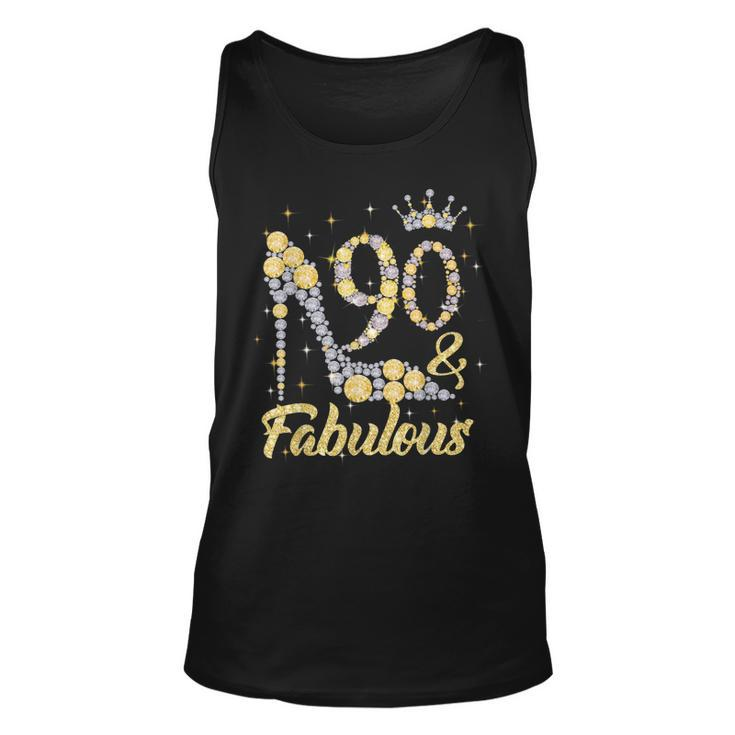 90 & Fabulous 90 Years Old 90Th Birthday Diamond Crown Shoes  Unisex Tank Top