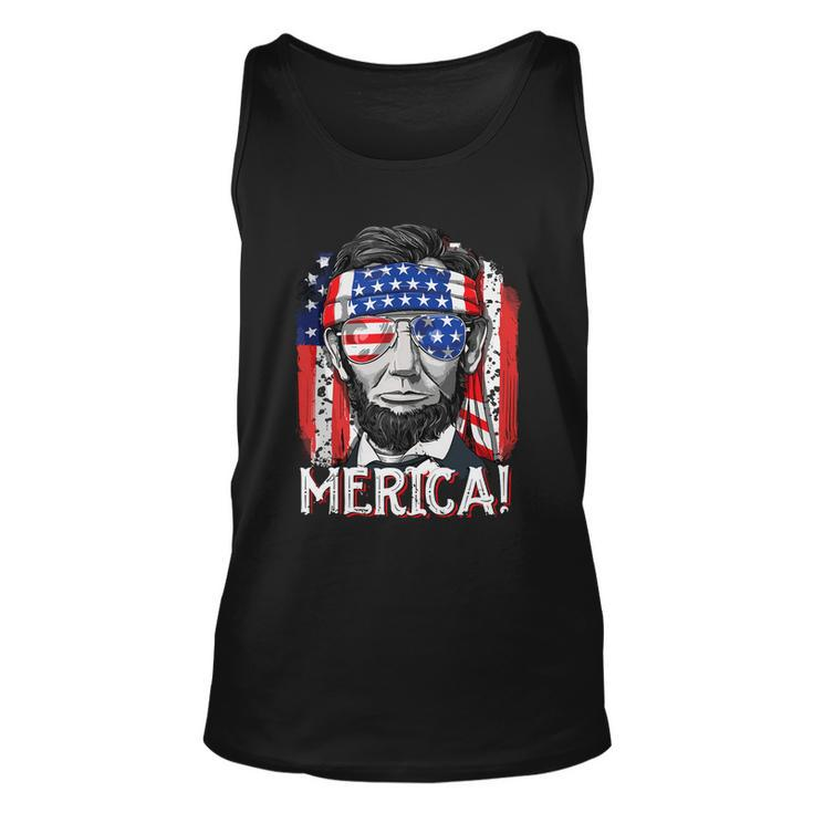 Abraham Lincoln 4Th Of July Merica Men Women American Flag Unisex Tank Top