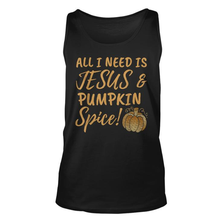 All I Need Is Jesus And Pumpkin Spice Leopard Fall Women Kid  Unisex Tank Top