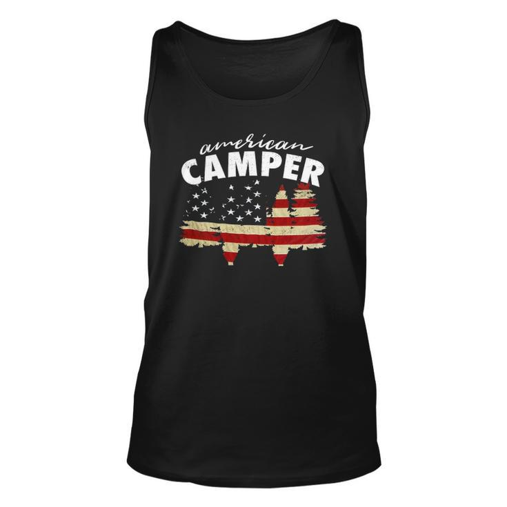 American Camper US Flag Patriotic Camping Unisex Tank Top