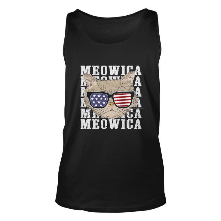 American Flag Glassess Meowica 4Th Of July Cat Unisex Tank Top