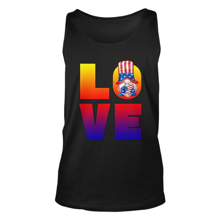 American Flag Gnome Shows Love Patriotic Heart 4Th Of July Gift Unisex Tank Top