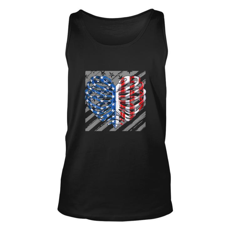 American Ribcage Heart Usa Flag Funny 4Th Of July Unisex Tank Top