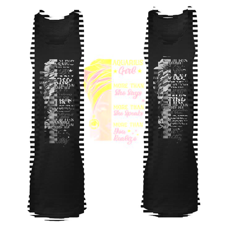 Aquarius Girl Queen Melanin Afro Queen Black Zodiac Birthday  Unisex Tank Top