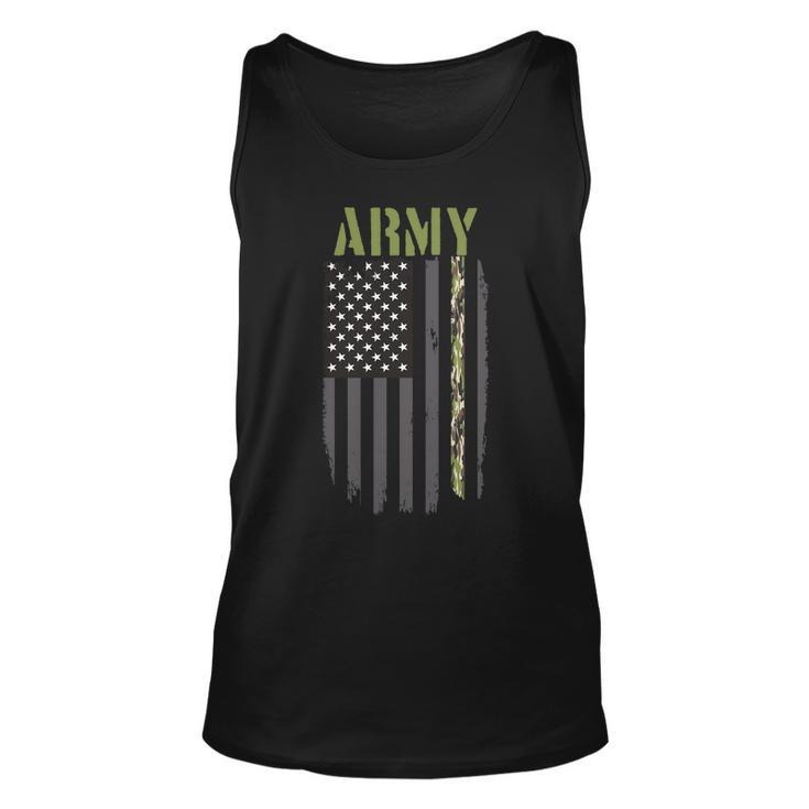 Army Veteran Thin Camo Line Flag Tshirt Unisex Tank Top