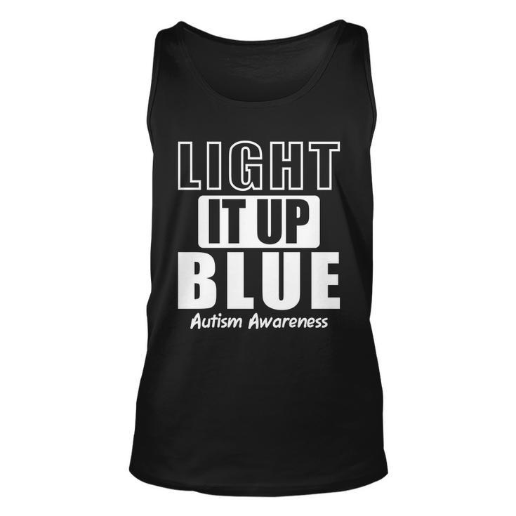 Autism Awareness Light It Up Blue Text Logo Unisex Tank Top