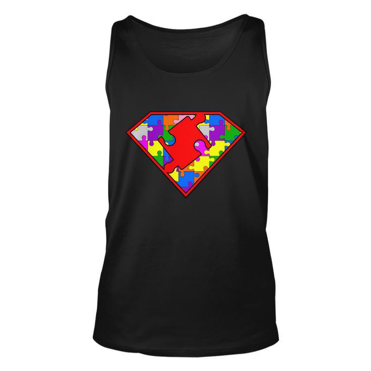 Autism Superhero Puzzle Crest Tshirt Unisex Tank Top