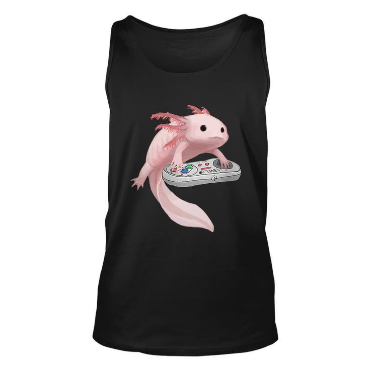 Axolotl Fish Playing Video Game Axolotl Lizard Gamers Unisex Tank Top