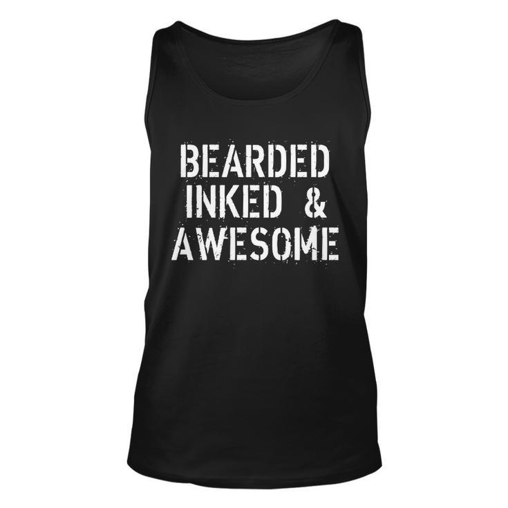 Bearded Inked & Awesome Beard Tattoo Logo Tshirt Unisex Tank Top