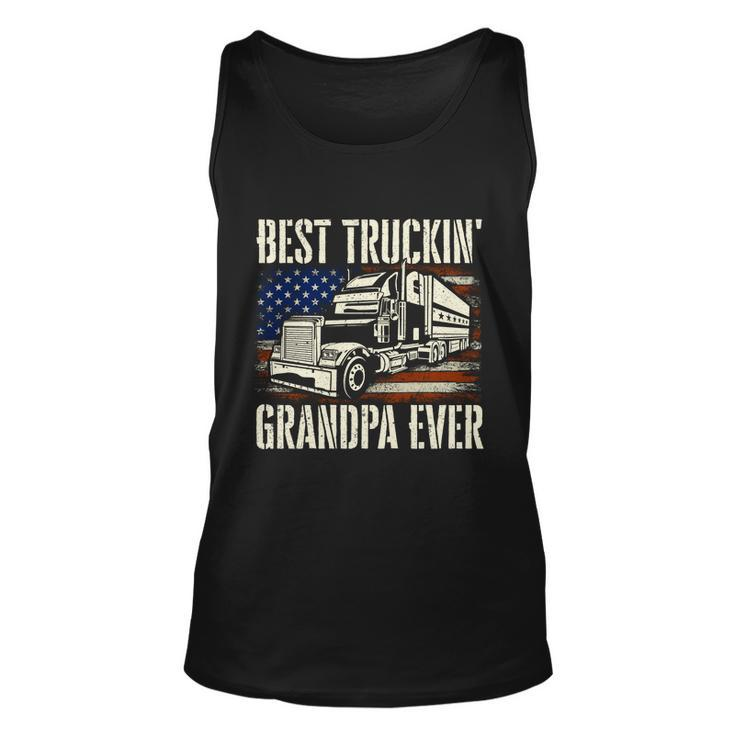 Best Truckin Grandpa Gift Big Rig Semi Truck Driver Trucker Gift Unisex Tank Top