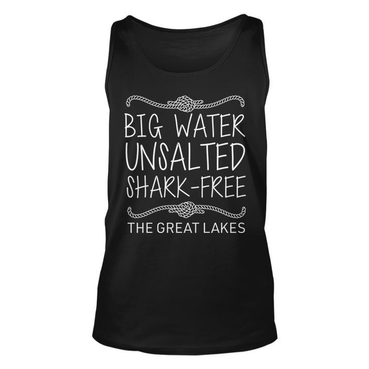 Big Water Unsalted Shark Free The Great Lakes Unisex Tank Top