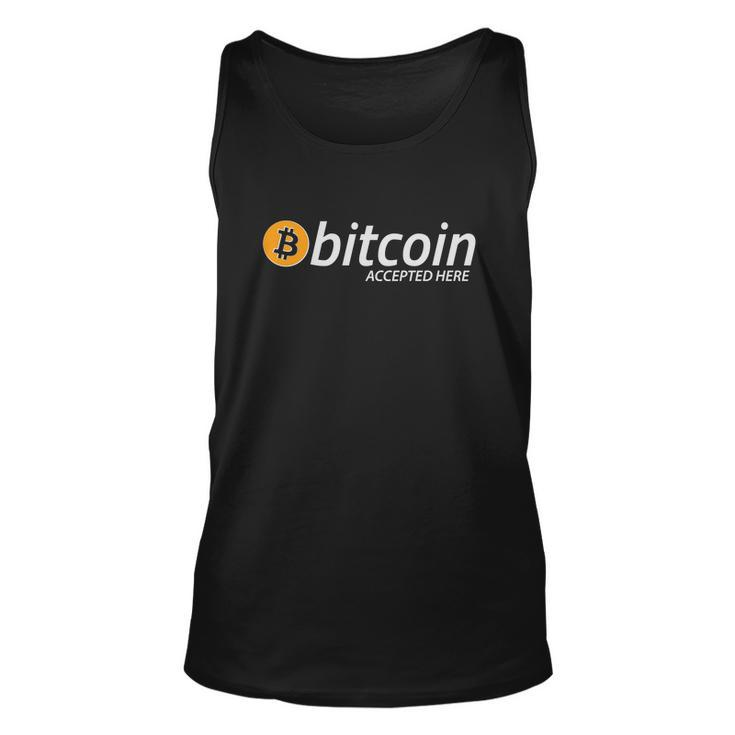 Bitcoin Accepted Here Cryptocurrency Logo Unisex Tank Top