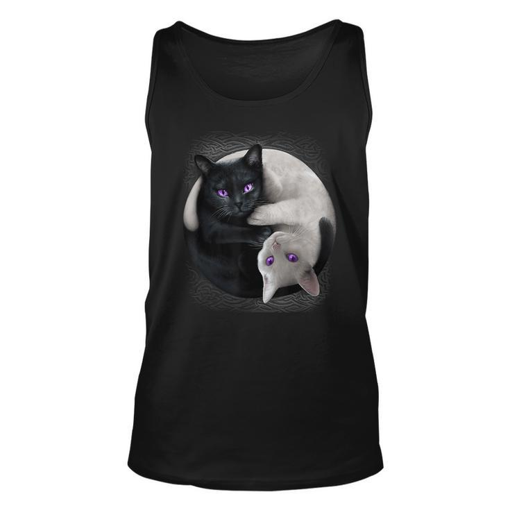 Black Cat And White Cat Yin And Yang Halloween For Men Women  Unisex Tank Top