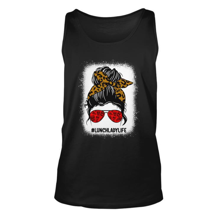 Bleached Lunch Lady Messy Bun Hair Leopard Print Sunglasses Cool Gift Unisex Tank Top
