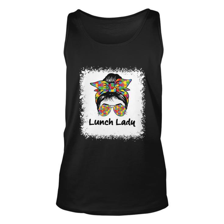 Bleached Lunch Lady Messy Hair Woman Bun Lunch Lady Life Gift Unisex Tank Top