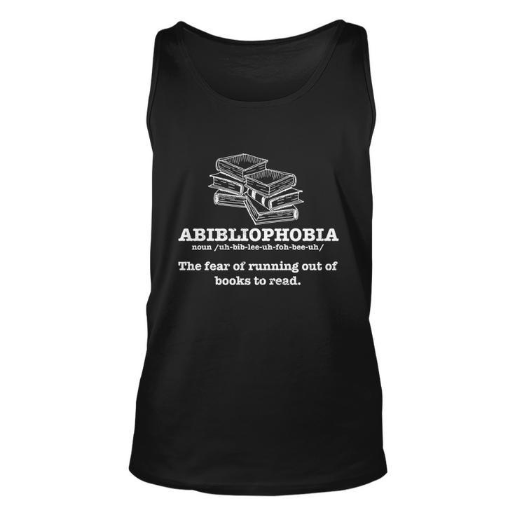 Book Lover Reading I Bookworm Dictionary I Abibliophobia Gift Unisex Tank Top