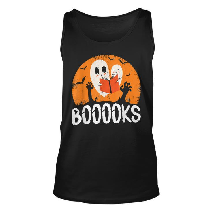 Boooks Funny Halloween Ghost Bookworm Spooky Season Reading  Unisex Tank Top