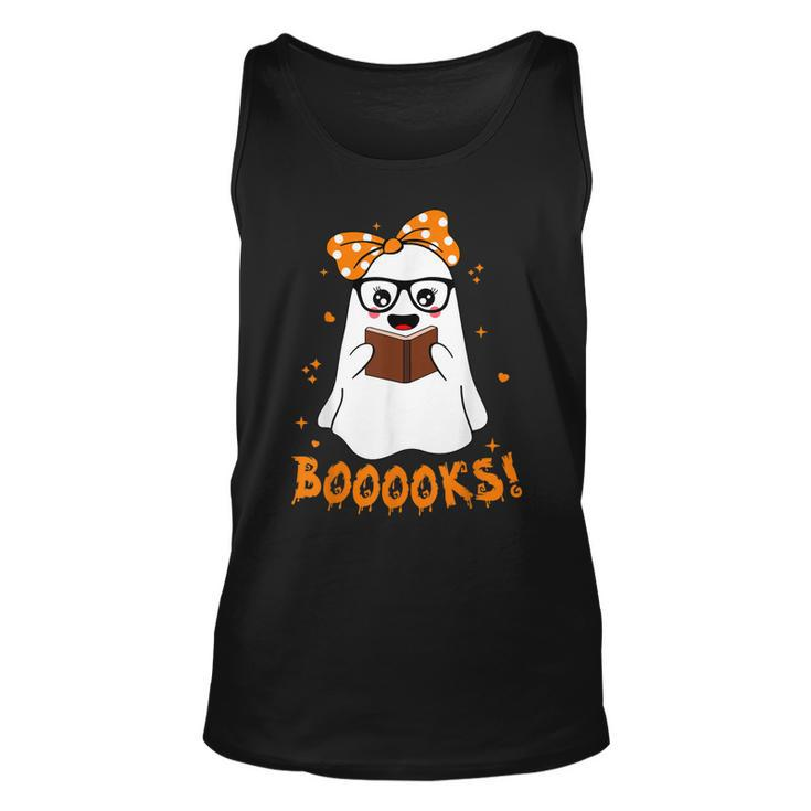 Booooks Ghost Funny Boo Read Books Lover Library Halloween  Unisex Tank Top