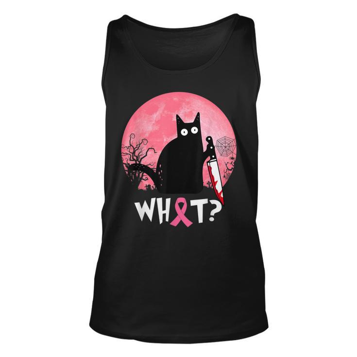 Breast Cancer Black Cat What Halloween Cat With Knife  Unisex Tank Top