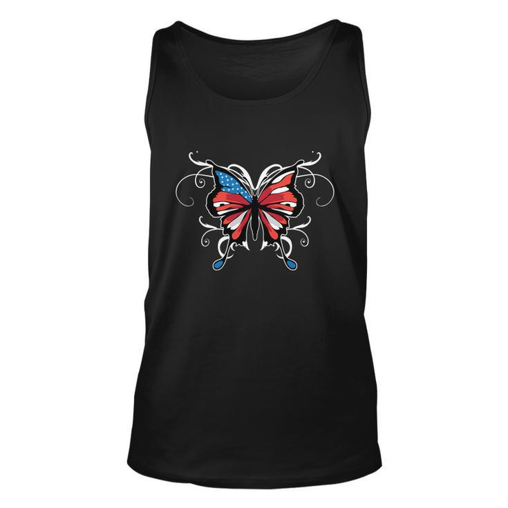Butterfly Usa Flag Cute 4Th Of July Funny American Girl Gift Cool Gift Unisex Tank Top