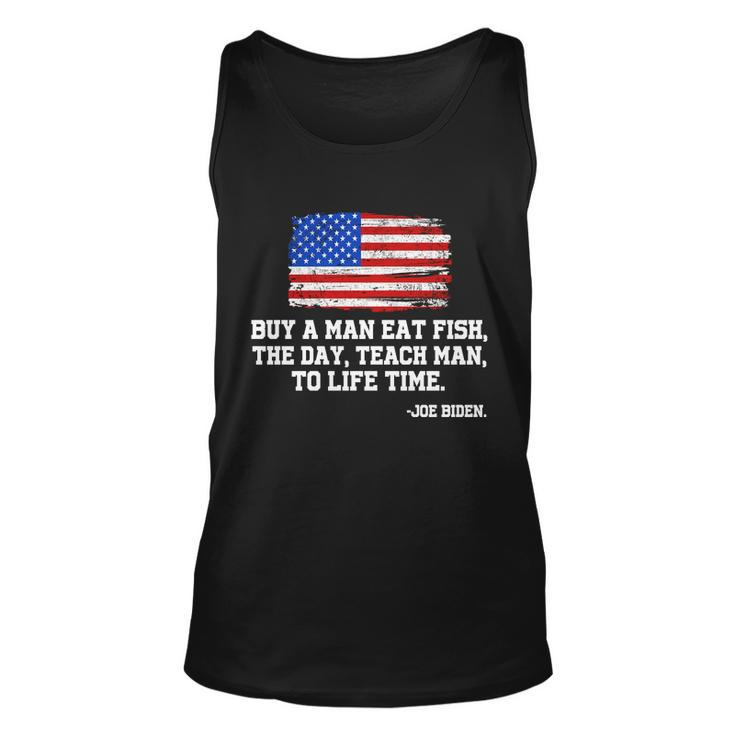 Buy A Man Eat Fish Joe Biden Usa American Flag Tshirt Unisex Tank Top