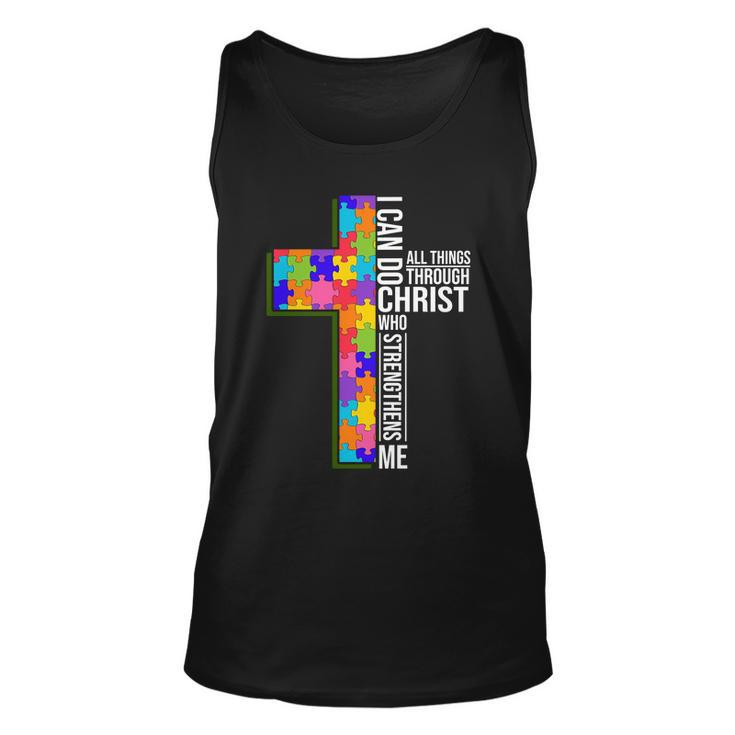 Can Do All Things Through Christ Autism Awareness Tshirt Unisex Tank Top