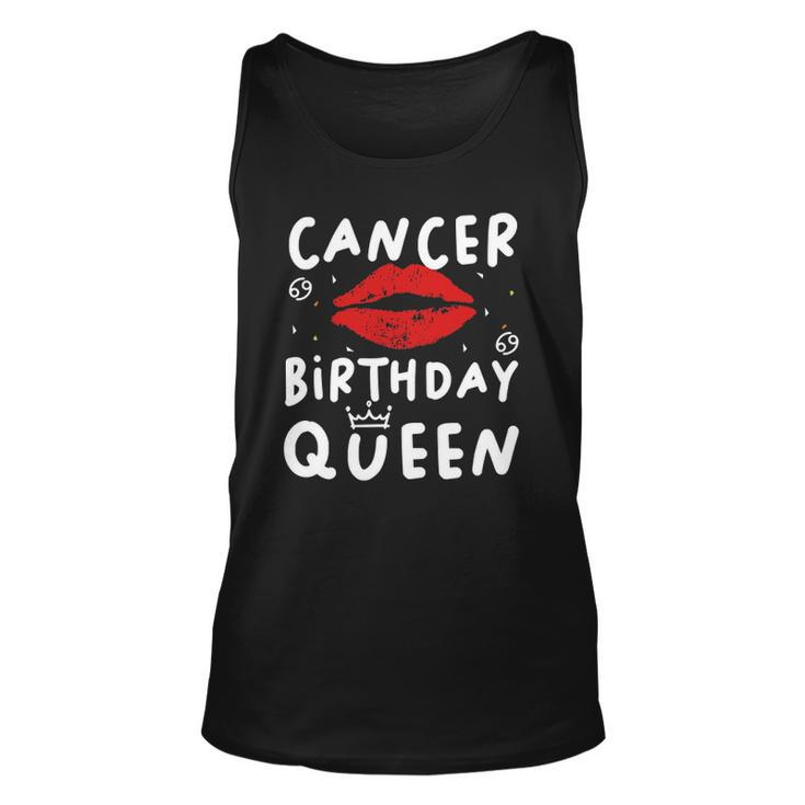 Cancer Birthday Queen Red Lips Unisex Tank Top