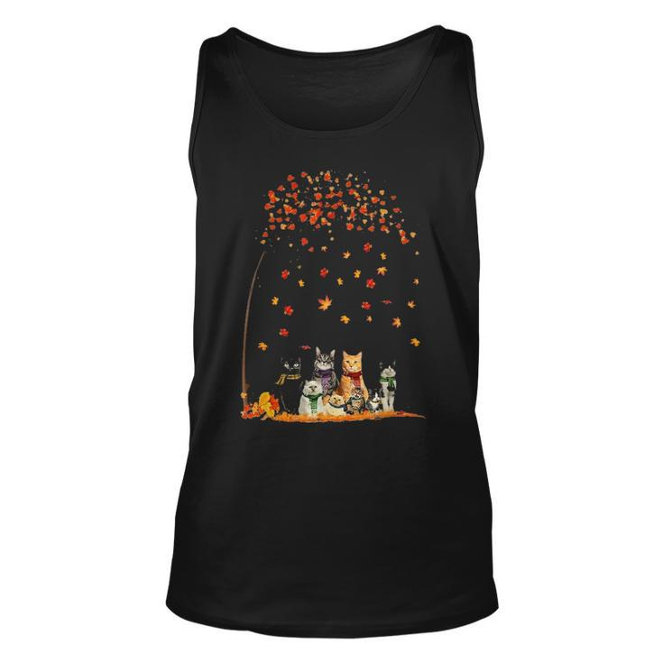 Cats Fall Autumn Leaf Tree Funny Cat Lovers Gifts  Unisex Tank Top