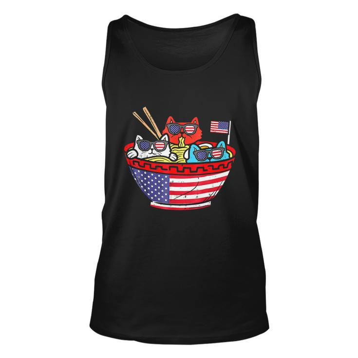 Cats Ramen Anime American Flag Usa Funny 4Th Of July Fourth Unisex Tank Top