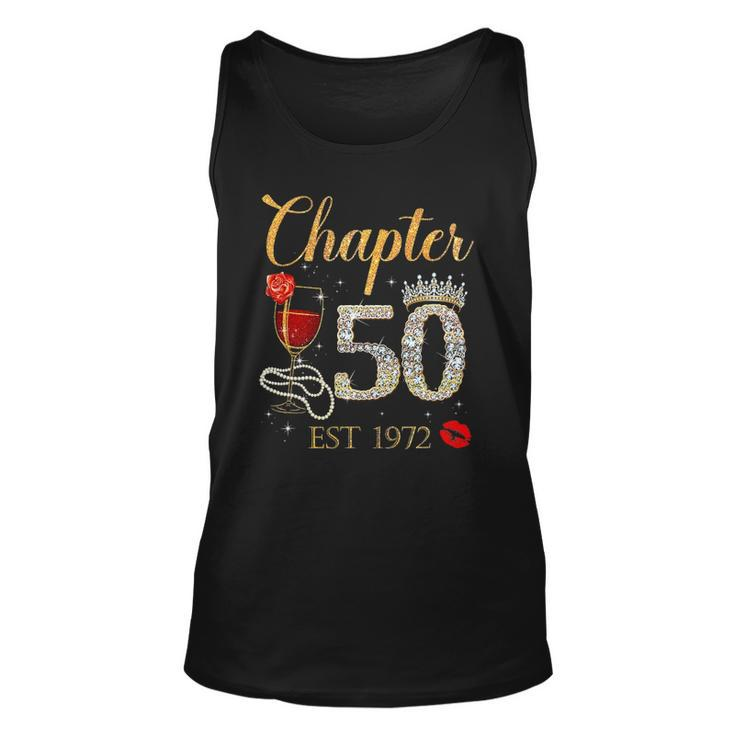 Chapter 50 Years Est 1972 50Th Birthday Red Rose Wine Crown Unisex Tank Top
