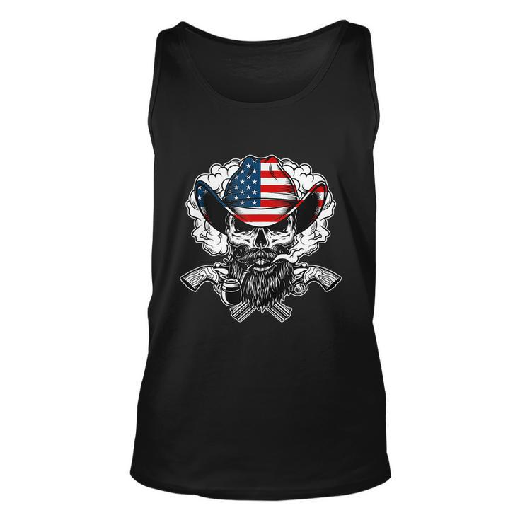 Cool Sugar Skull Cowboy Hat American Flag 4Th Of July Unisex Tank Top