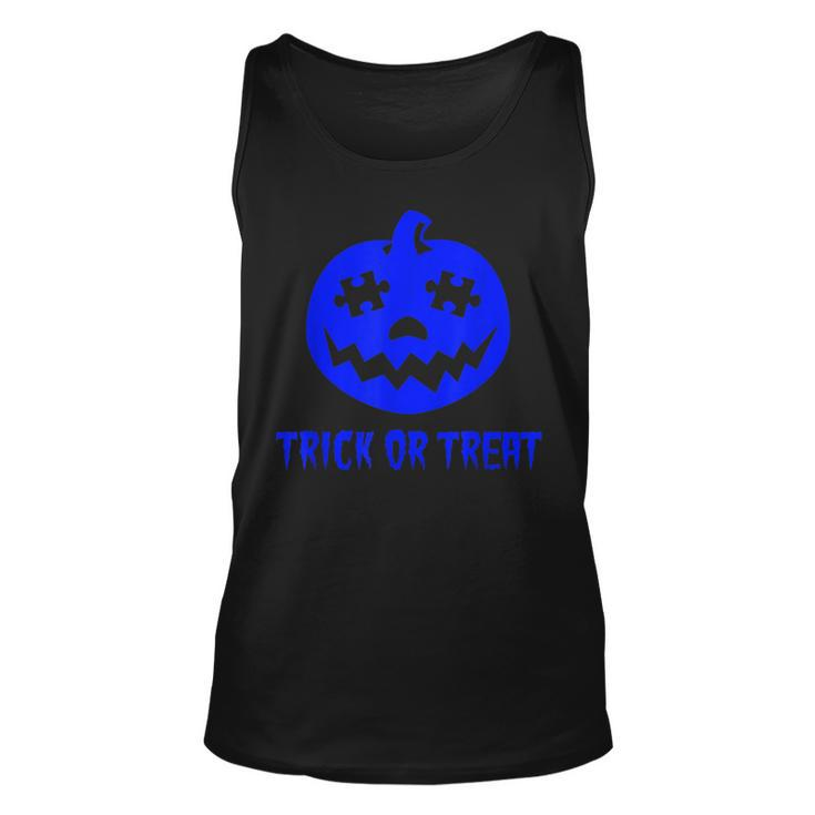 Cool Trick Or Treat Blue Autism Awareness Pumpkin Halloween  Unisex Tank Top