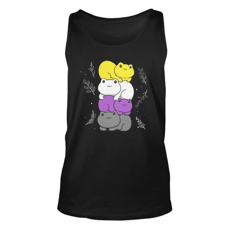 Cottagecore Aesthetic Kawaii Frog Pile Nonbinary Pride Flag Unisex Tank Top