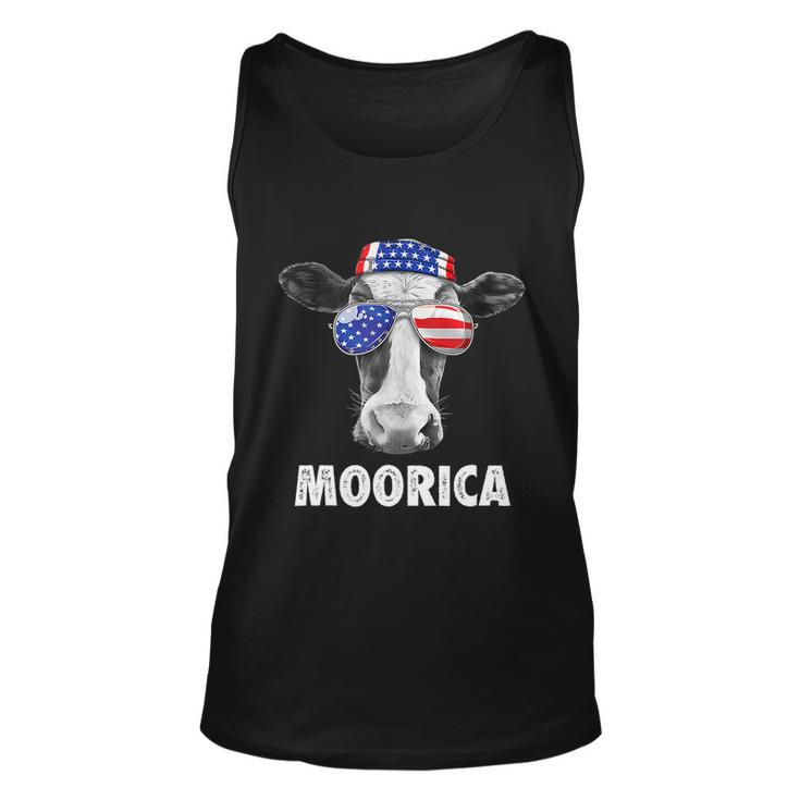 Cow 4Th Of July Moorica Merica Men American Flag Sunglasses Unisex Tank Top