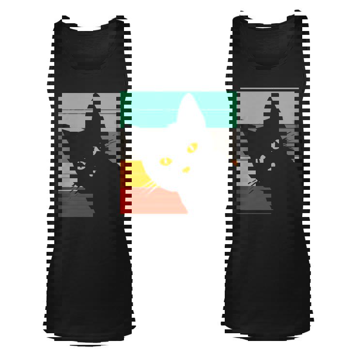 Cute Black Cat Vintage Retro Style Bombay Cat Lovers Unisex Tank Top