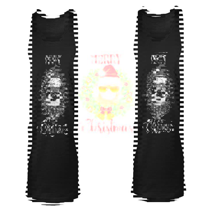 Cute Christmas Pug Mom Dog Lover Paw Merry Xmas Santa Hat Unisex Tank Top
