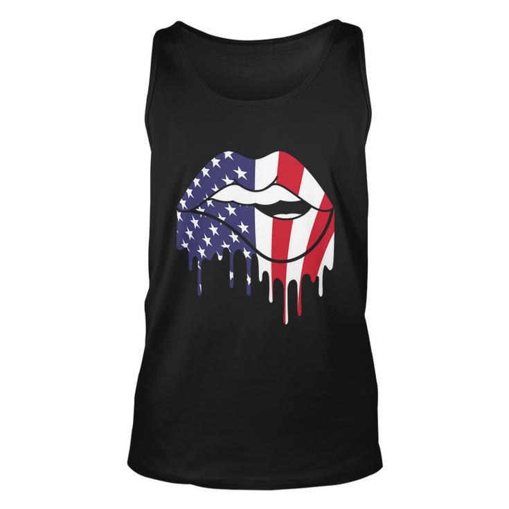 Cute Dripping Lips 4Th Of July Usa Flag Graphic Plus Size Unisex Tank Top